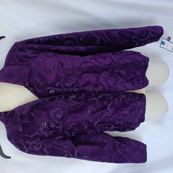 Croft & Barrow Jacket M Dark Purple Scrolls Pockets, 20" PTP, 22"L - Picture 1 of 8
